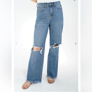 Carly Jean Los Angeles malibu wide leg ripped denim sz 1